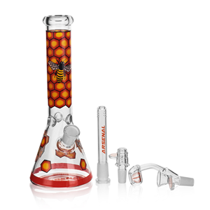10" 5mm Arsenal Nectar Bee Glass Bong with Banger and Glass Popper